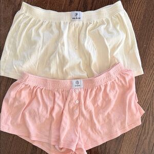 Parke Cream and Pink Button-Front Shorts